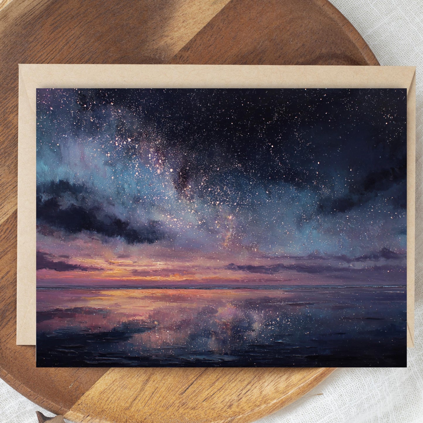 Starry Sunset Ocean Greeting Card
