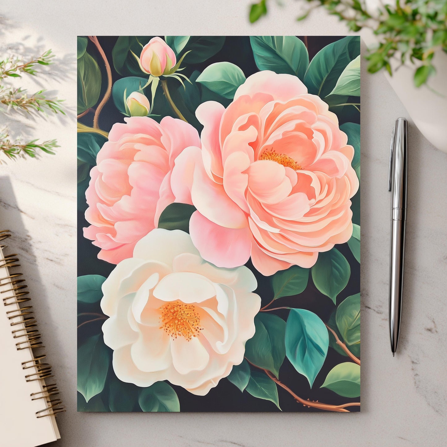 Moody Pink Peony Greeting Card