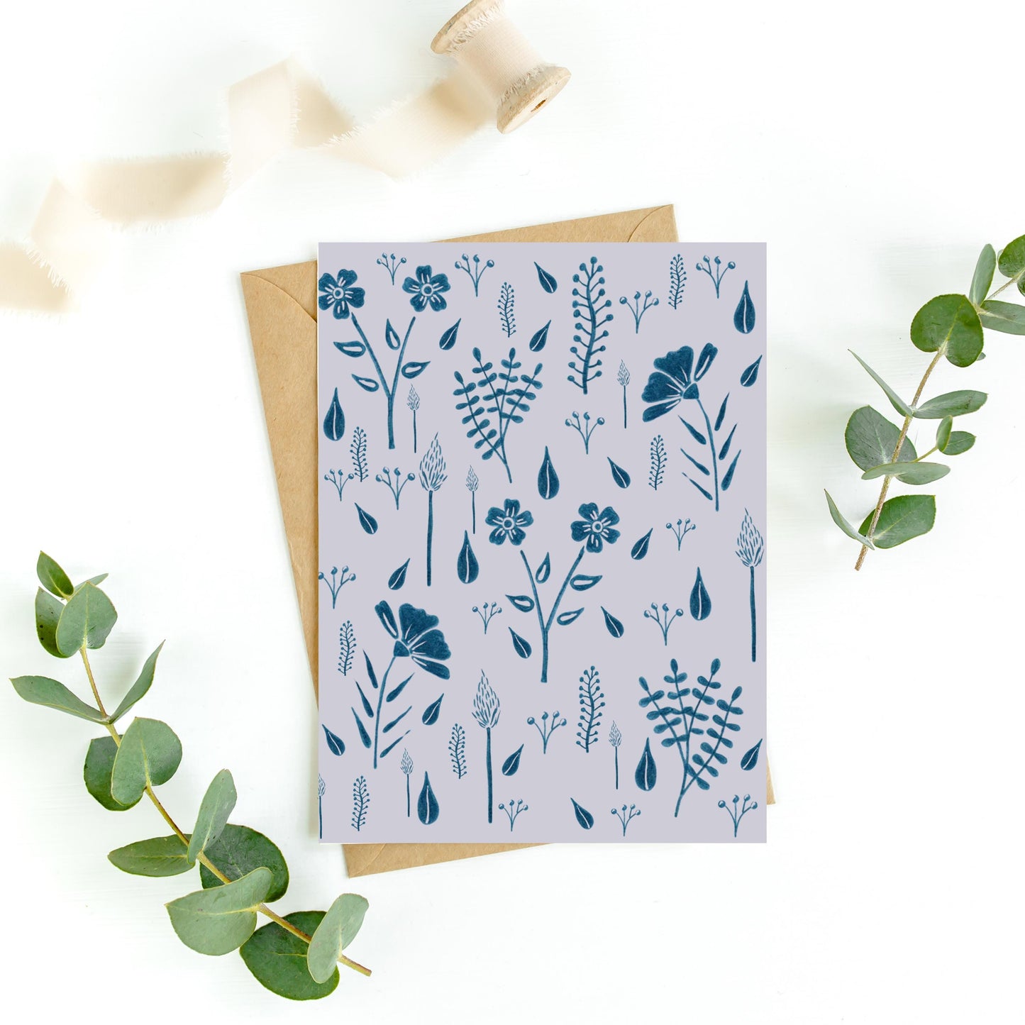 Blue Botanical Greeting Card
