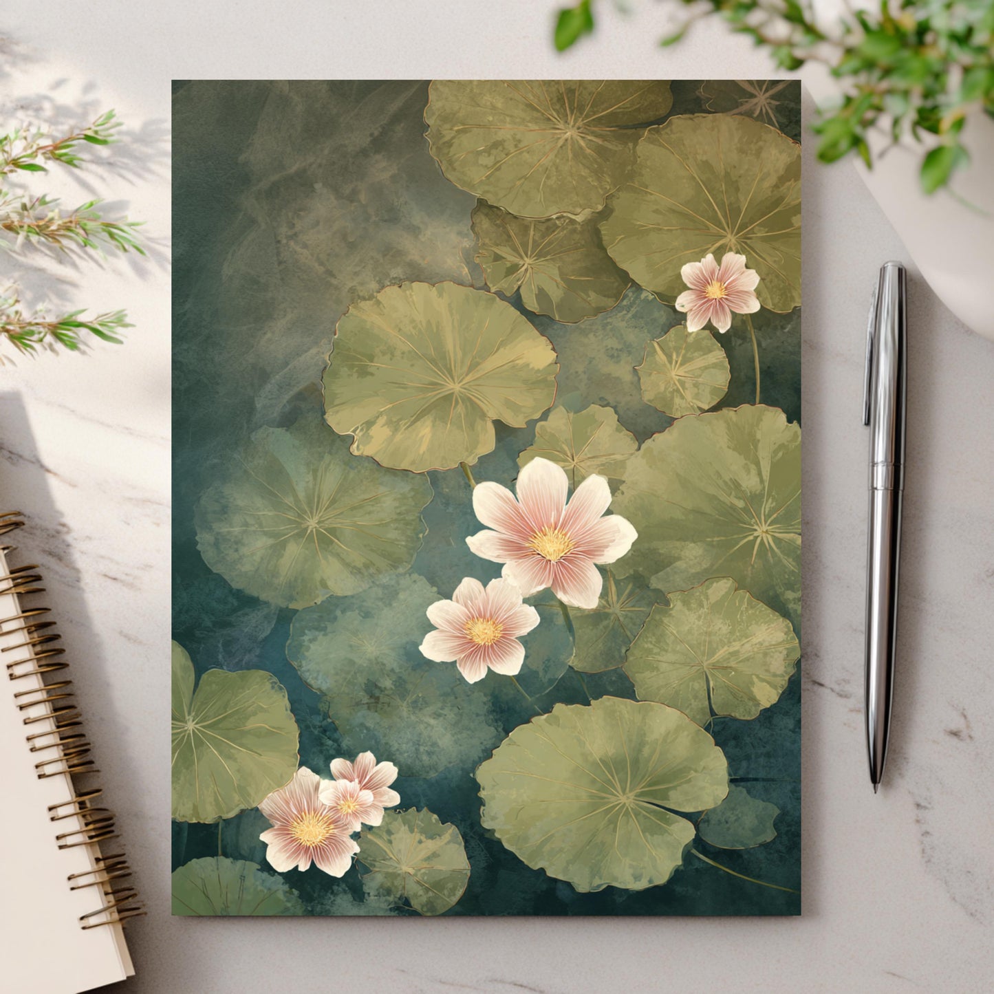 Moody Botanical Water Lily Greeting Card