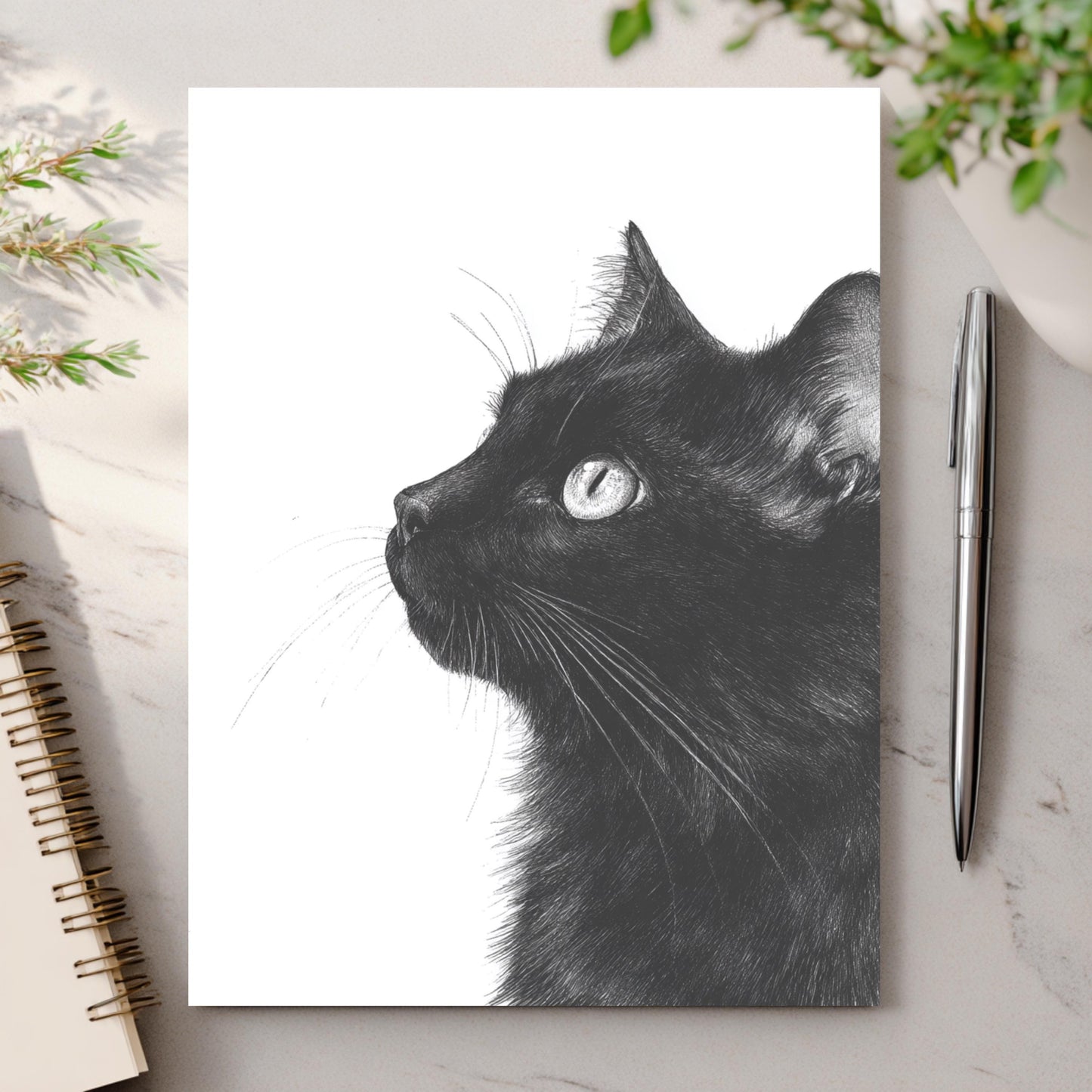 Black Cat Watercolor Greeting Card