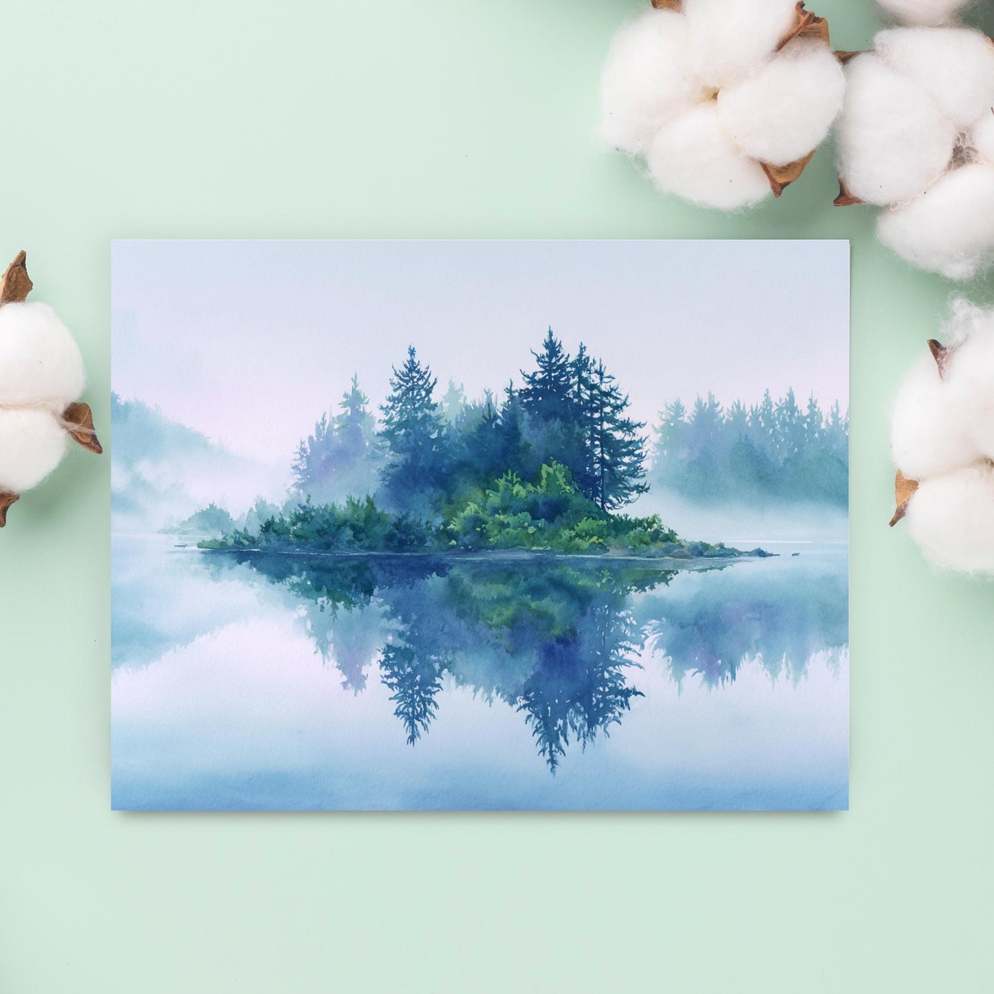 Watercolor Mountain Lake Card