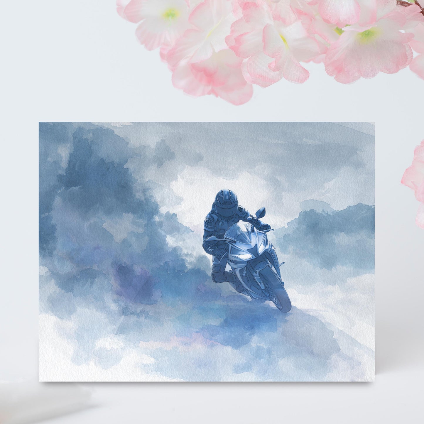 Motorcycle Rider Watercolor Design