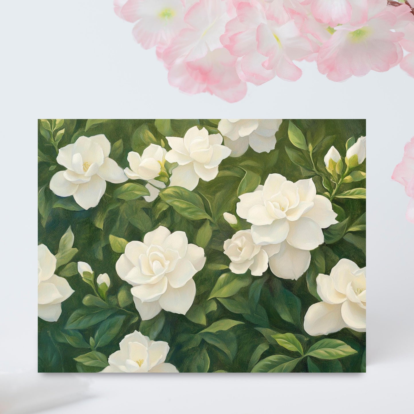 White Gardenia Floral Greeting Card