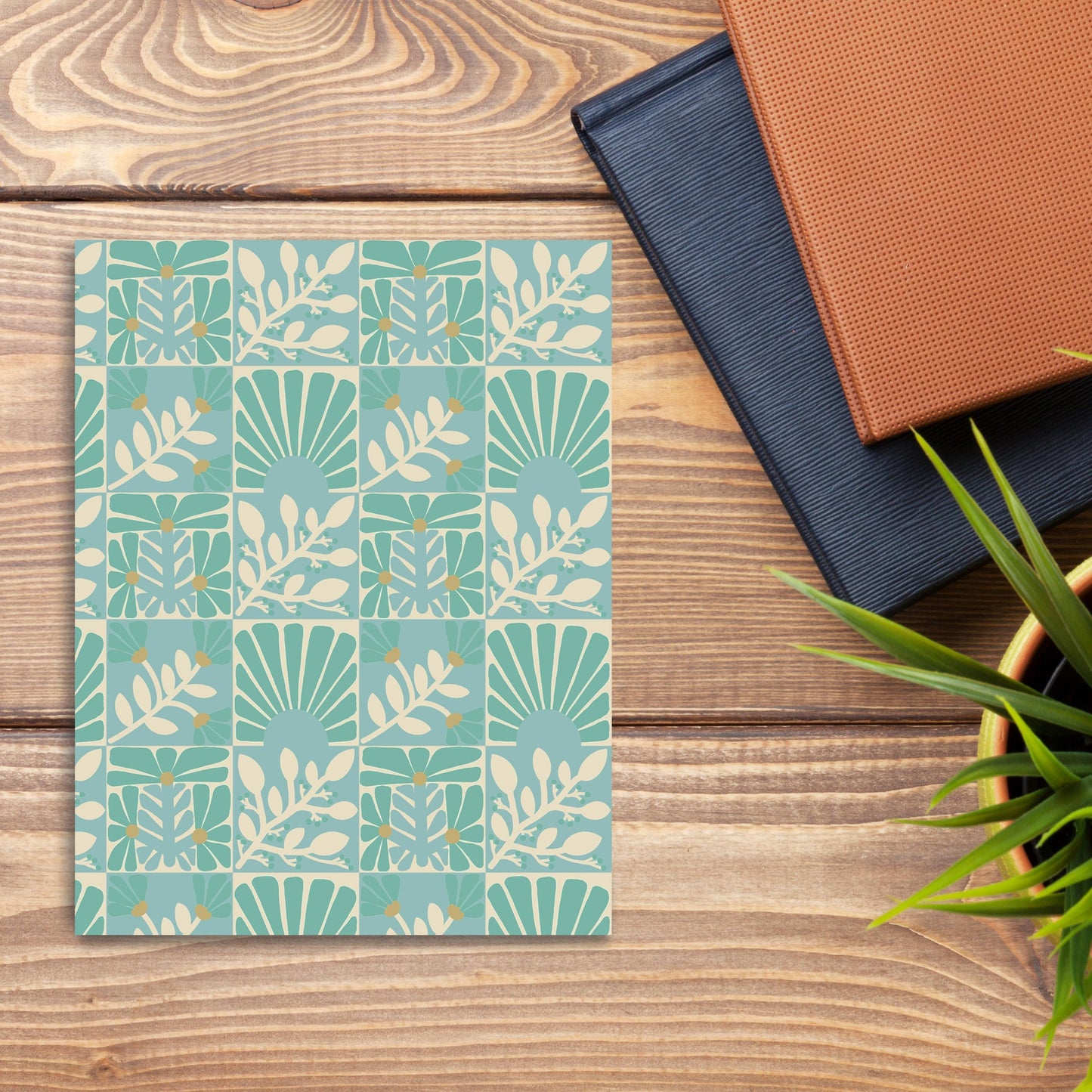Teal Floral Geometric Greeting Card