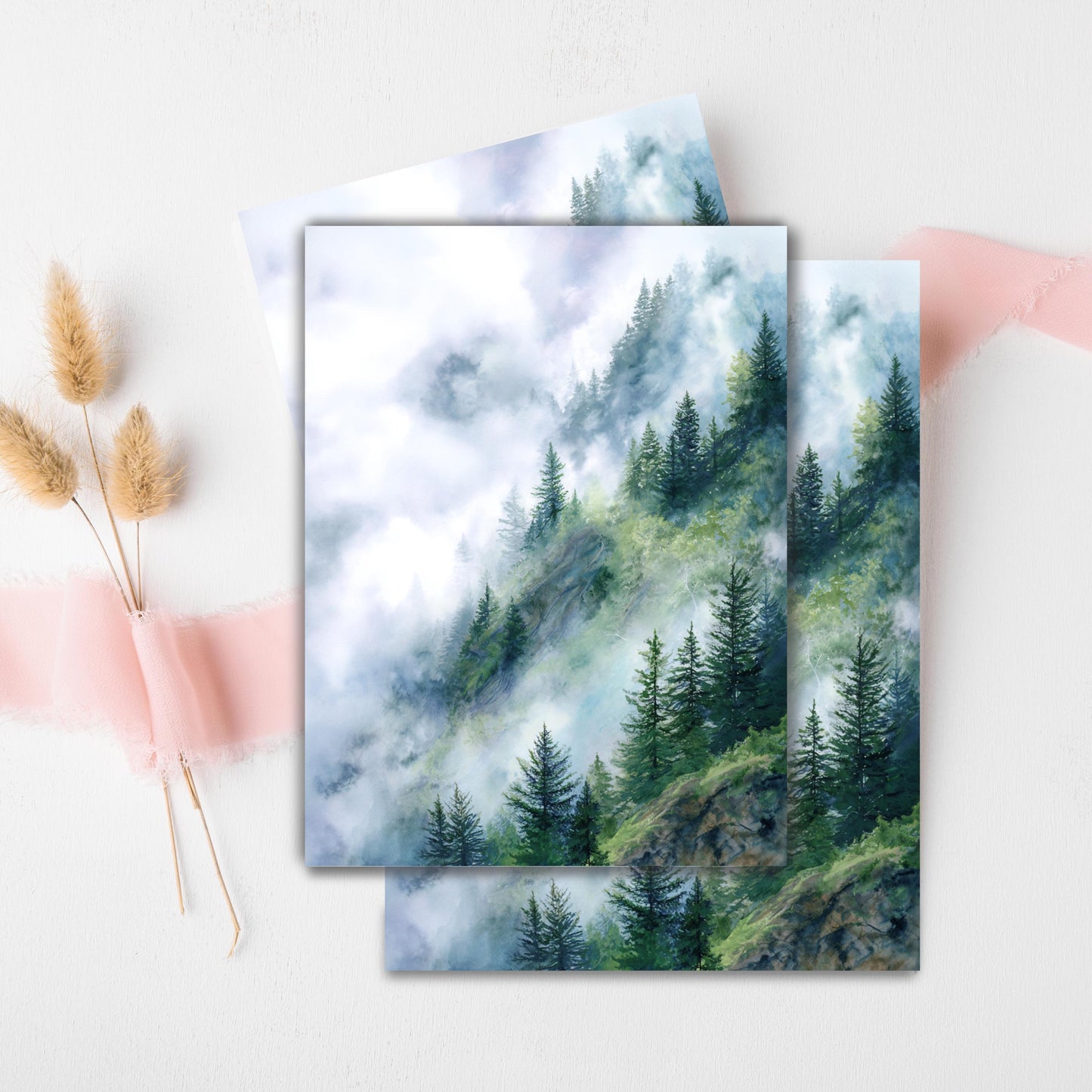 Misty Mountain Pine Tree Greeting Card
