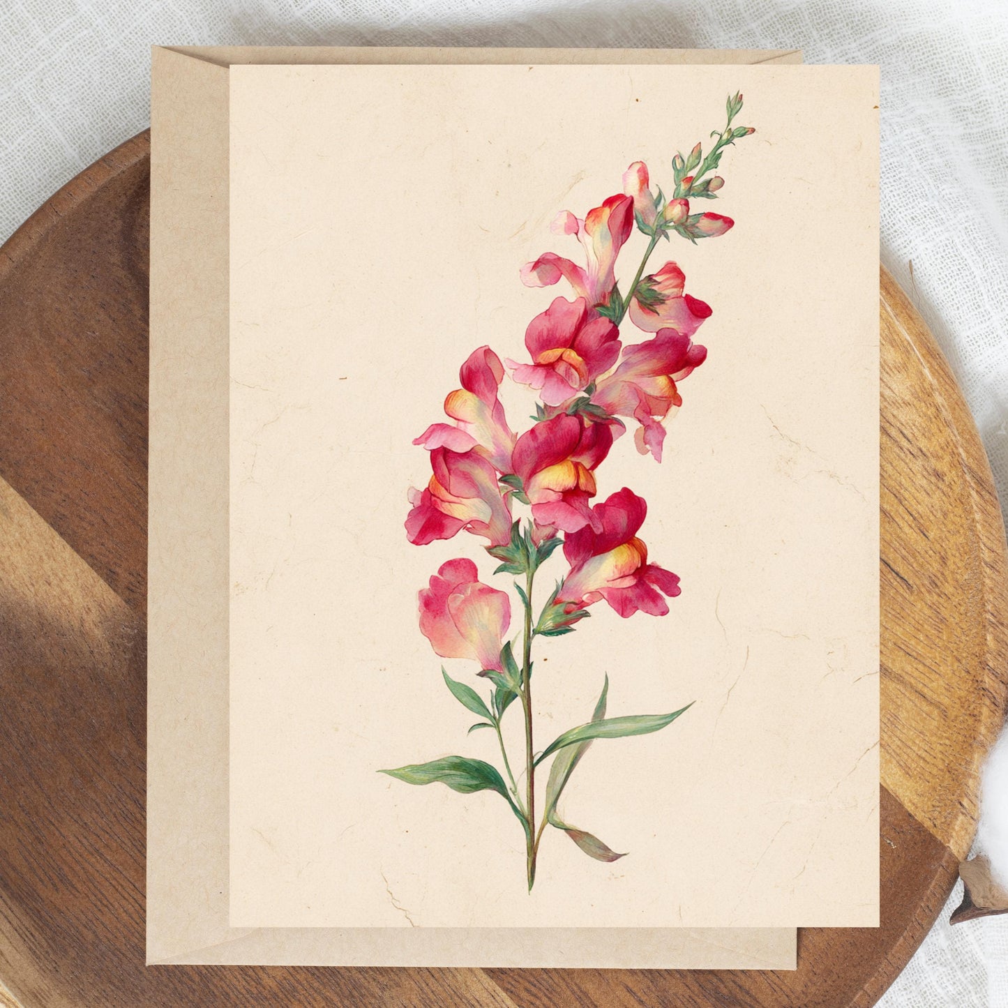 Snapdragon Flower Watercolor Greeting Card