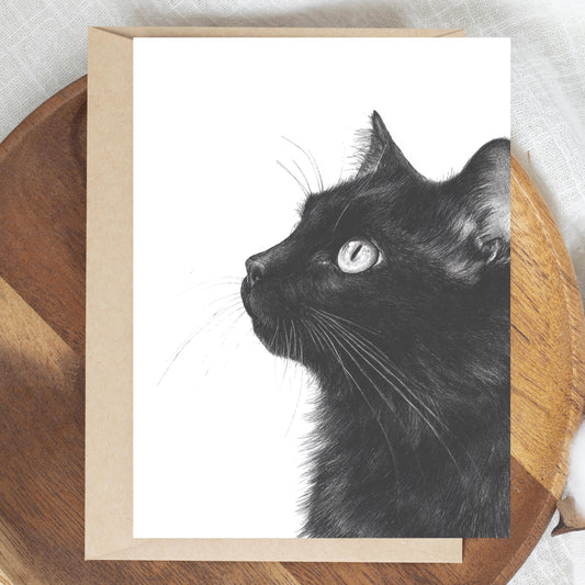 Black Cat Watercolor Greeting Card