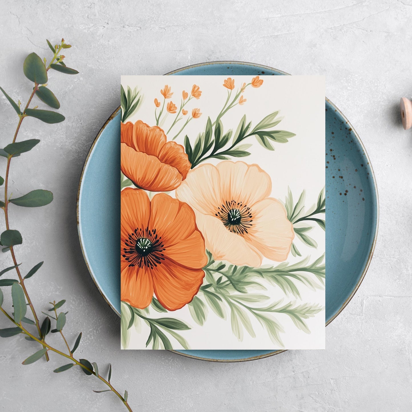 Boho Orange Poppy Greeting Card