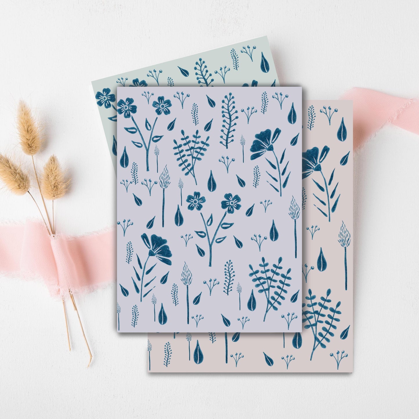 Blue Botanical Greeting Card