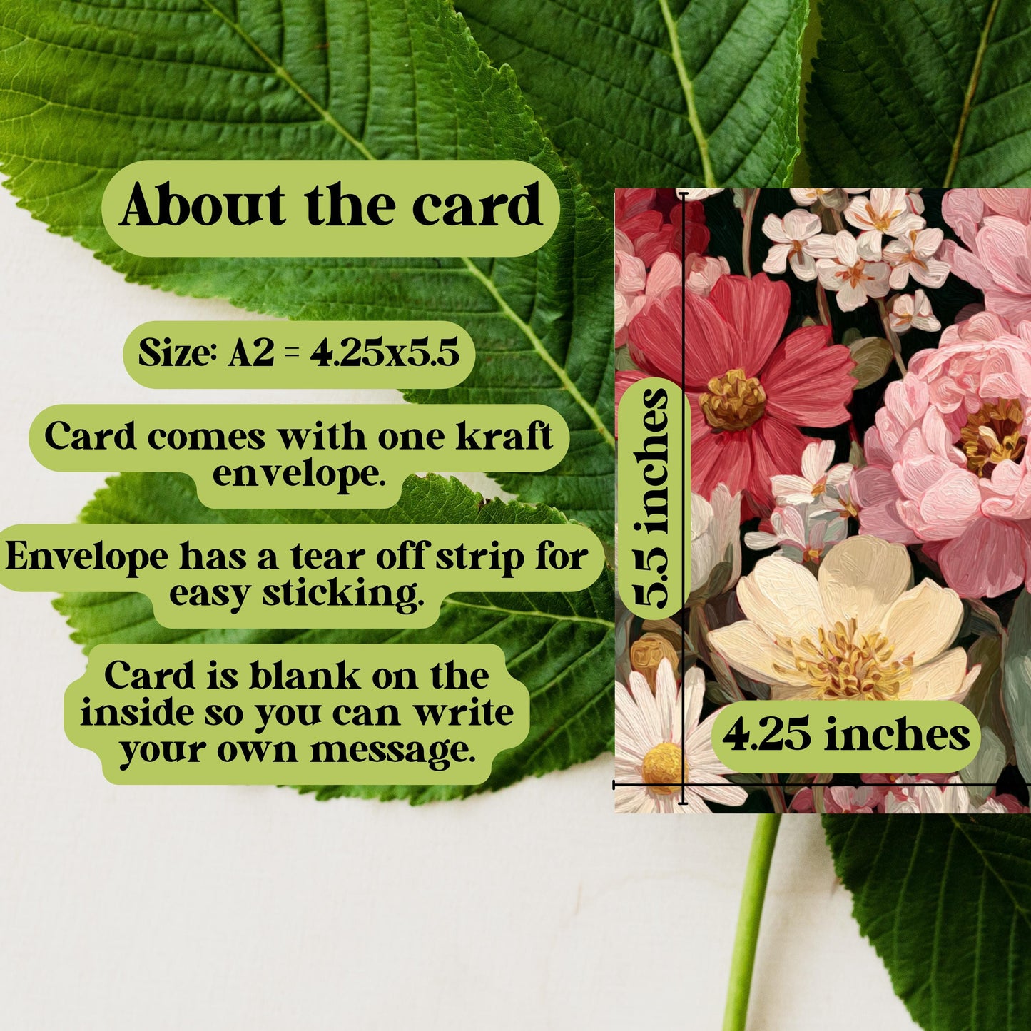 Painted Peony & Dahlia Greeting Card