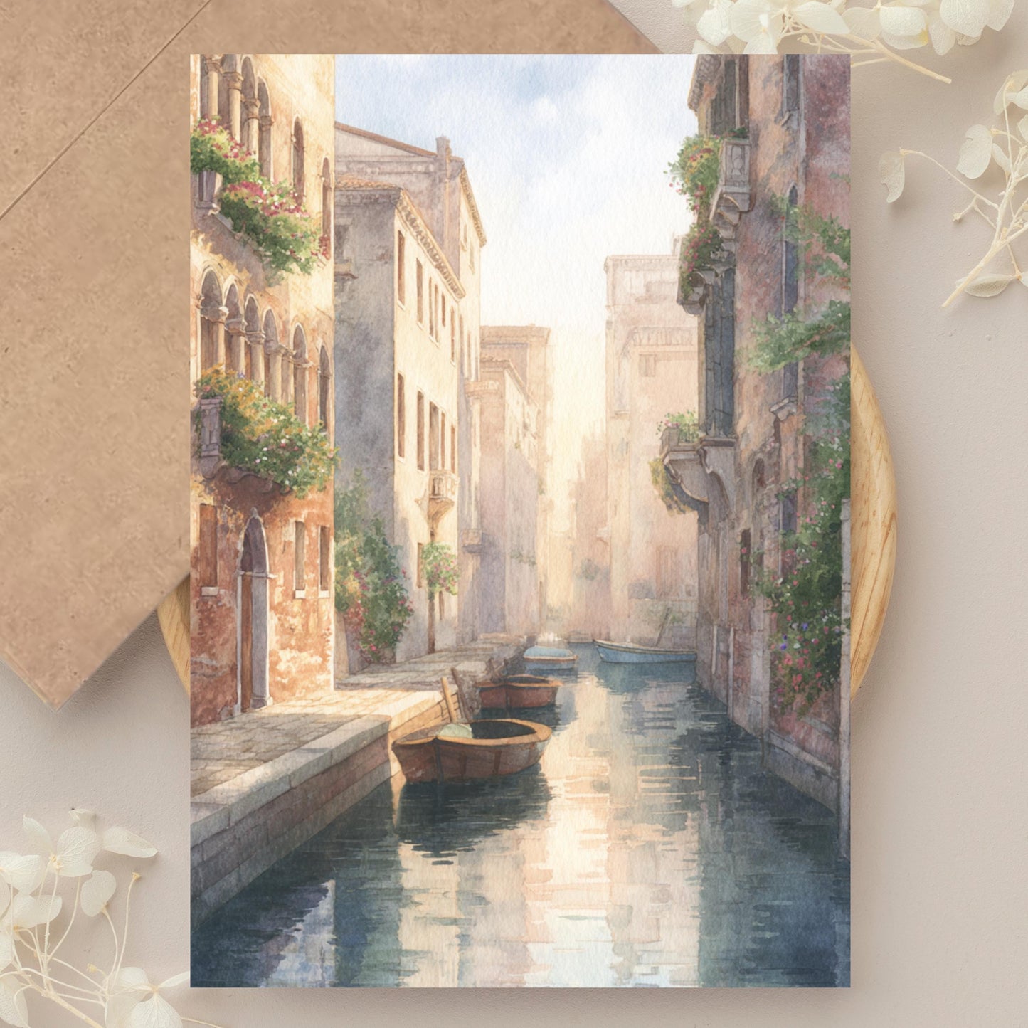 Watercolor Venice Canal Greeting Card