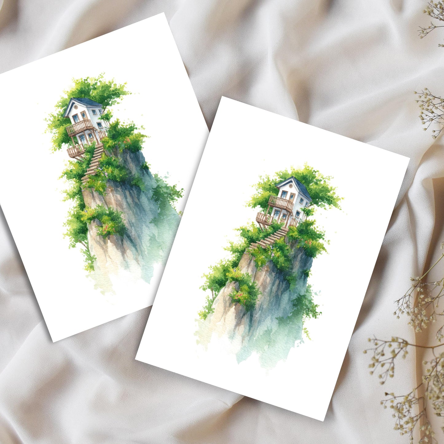 New Home Card - Watercolor Mountain House