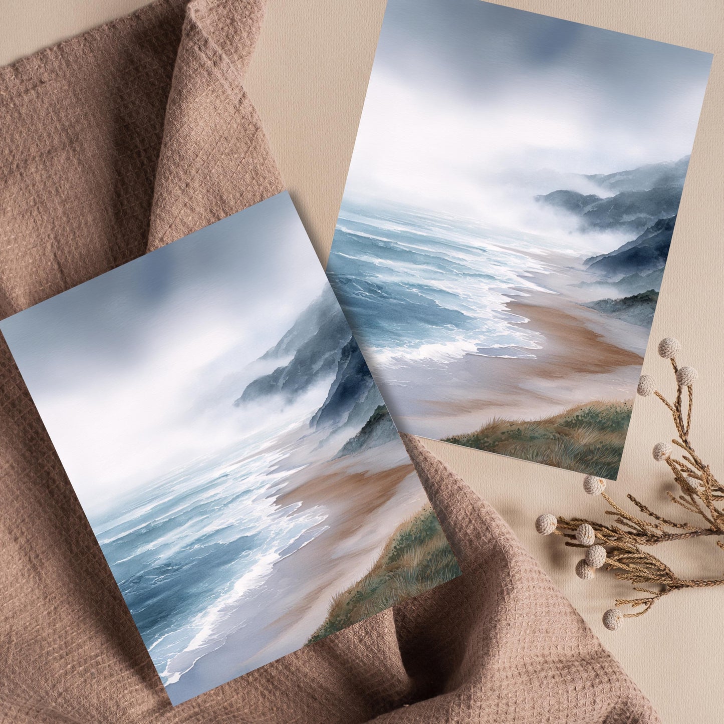Moody Coastal Watercolor Greeting Card