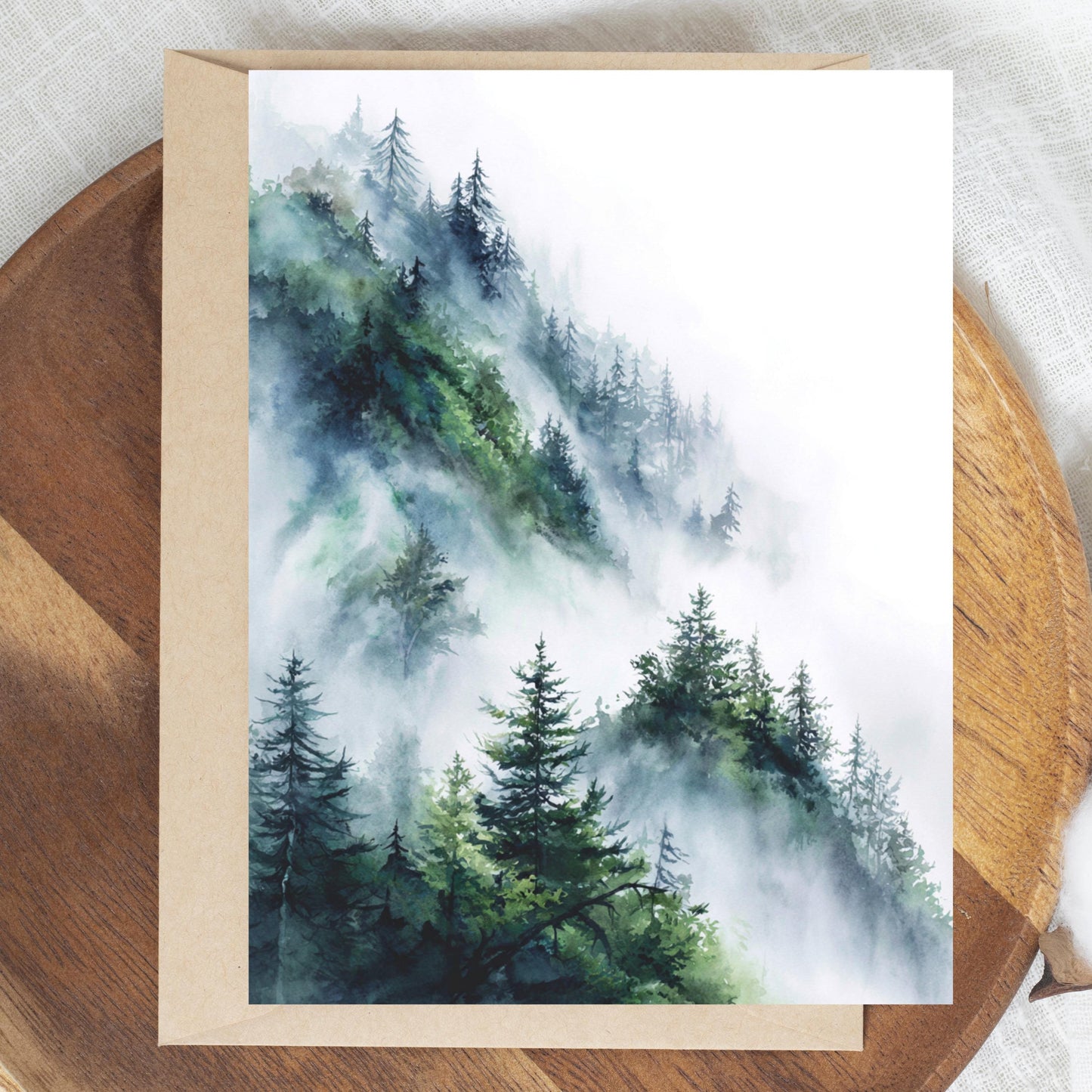Misty Mountain Pine Tree Greeting Card
