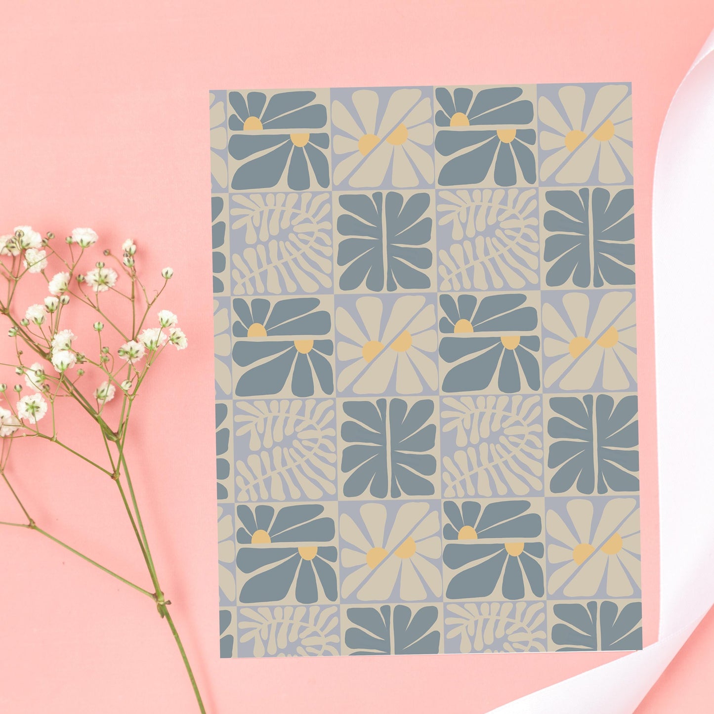 Slate Blue Geometric Greeting Card