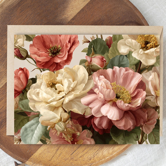 Painted Poppies & Roses Greeting Card