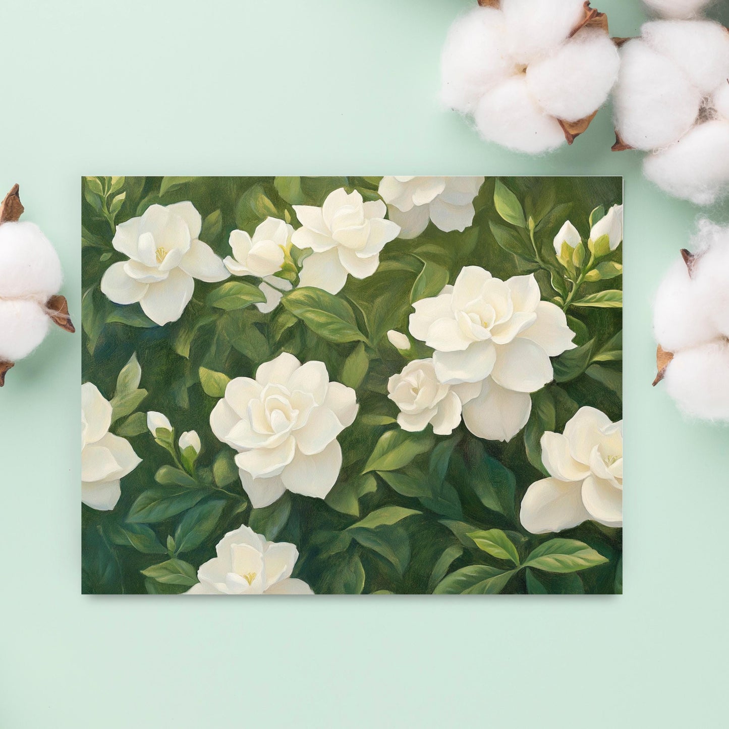 White Gardenia Floral Greeting Card