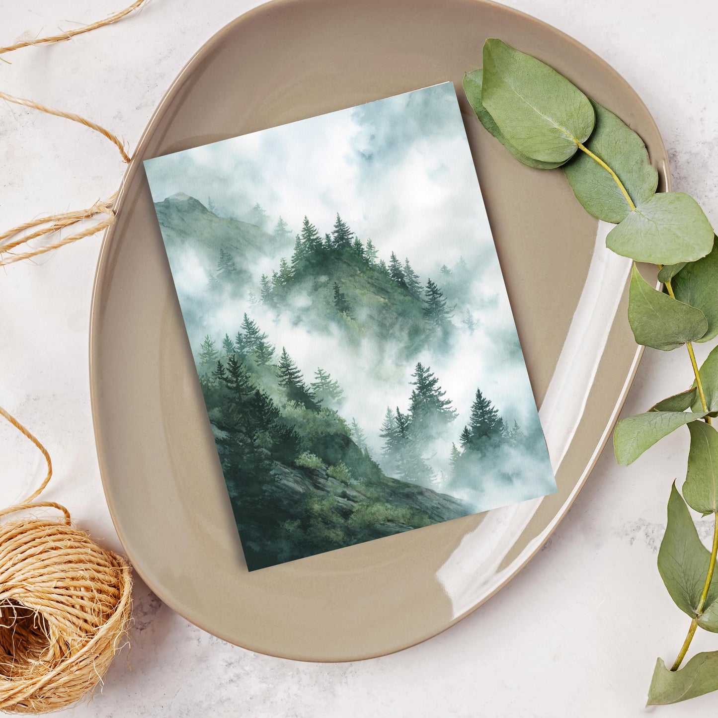 Misty Mountain Pine Tree Greeting Card
