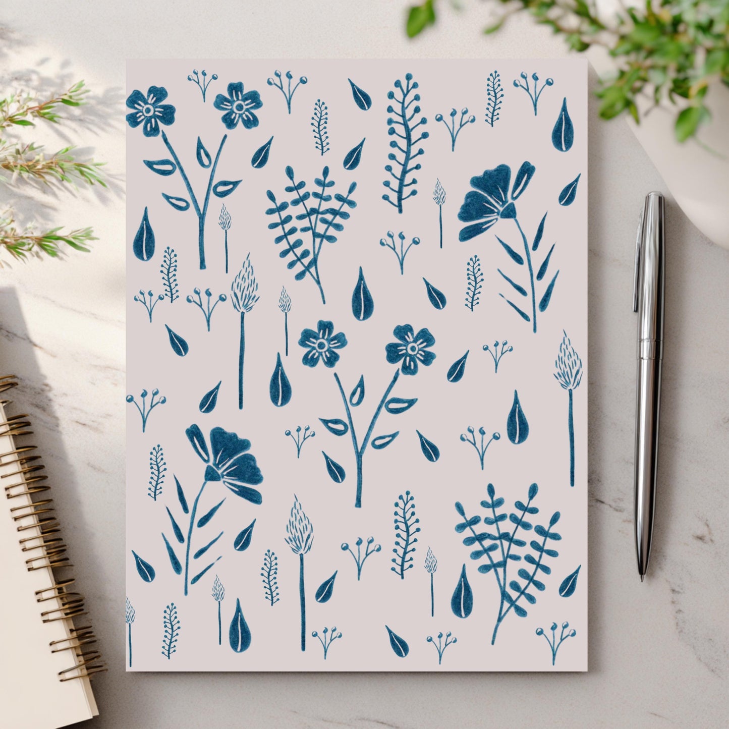 Blue Botanical Greeting Card