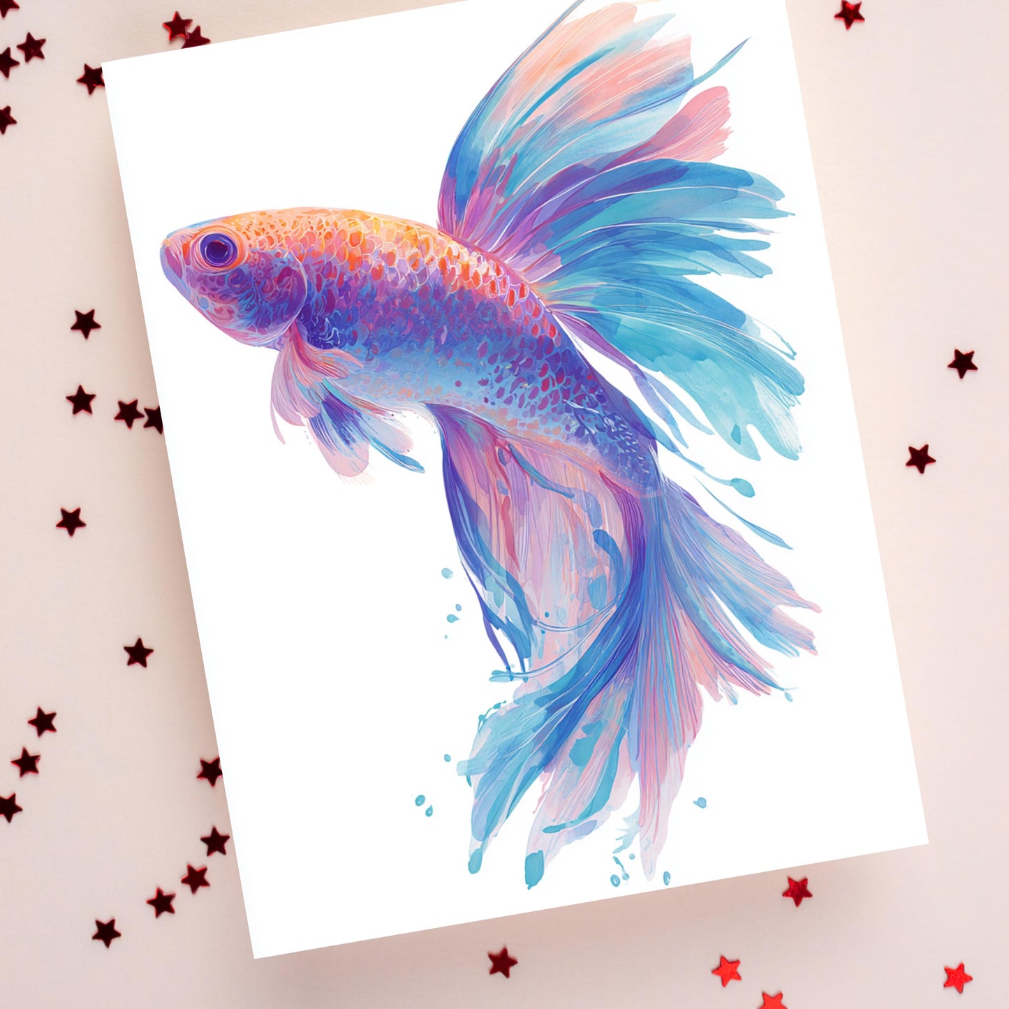 Watercolor Beta Fish Greeting Card