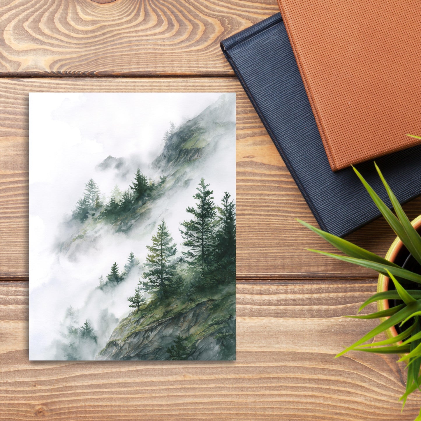 Misty Mountain Pine Tree Greeting Card