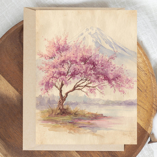 Watercolor Cherry Blossom Greeting Card