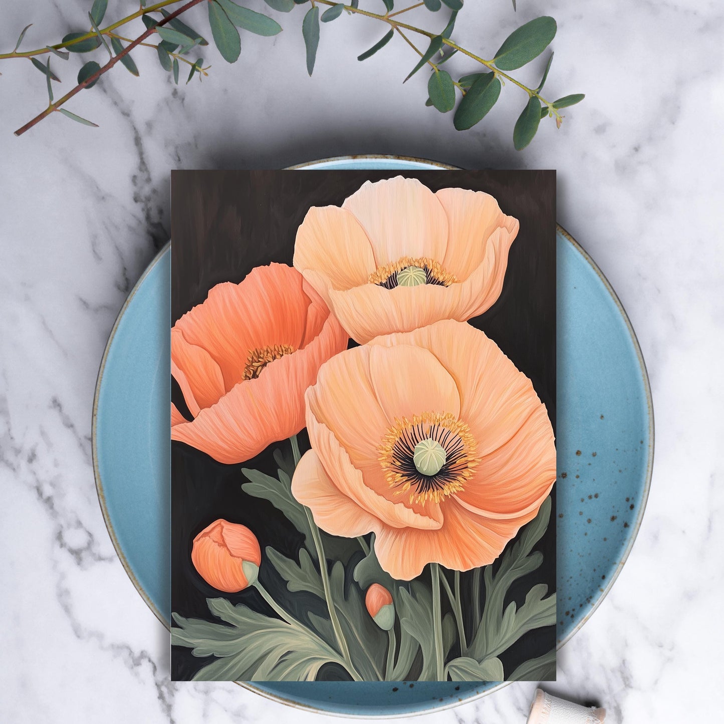 Moody Botanical Peach Poppy Card