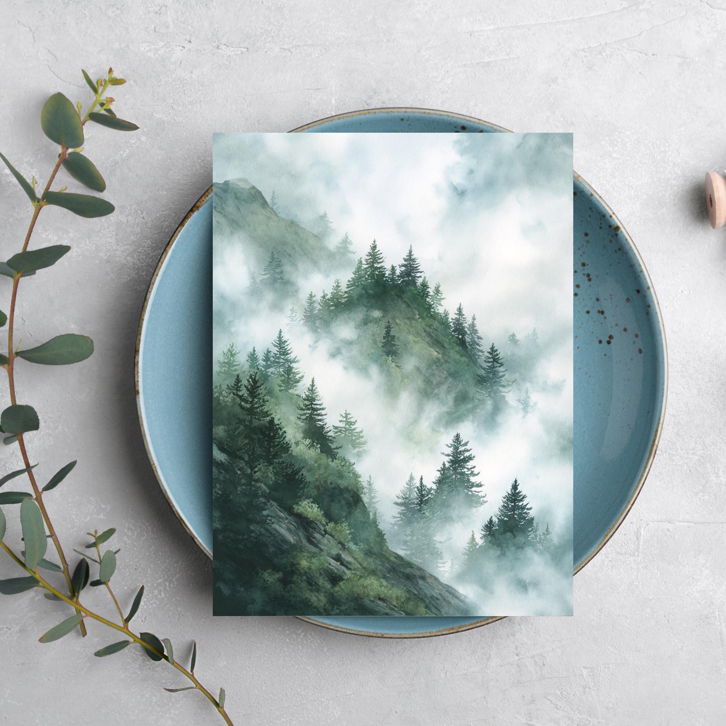 Misty Mountain Pine Tree Greeting Card