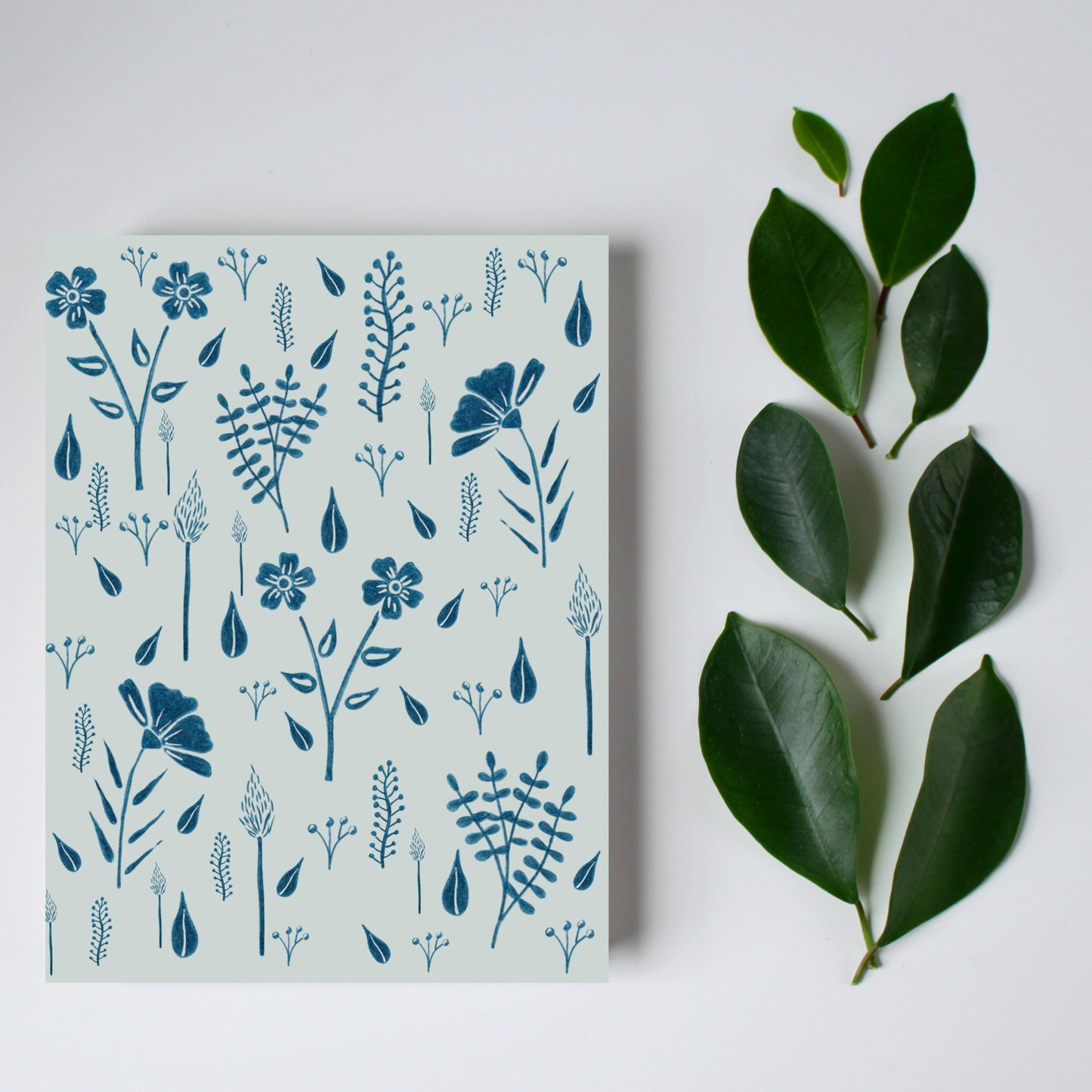 Blue Botanical Greeting Card