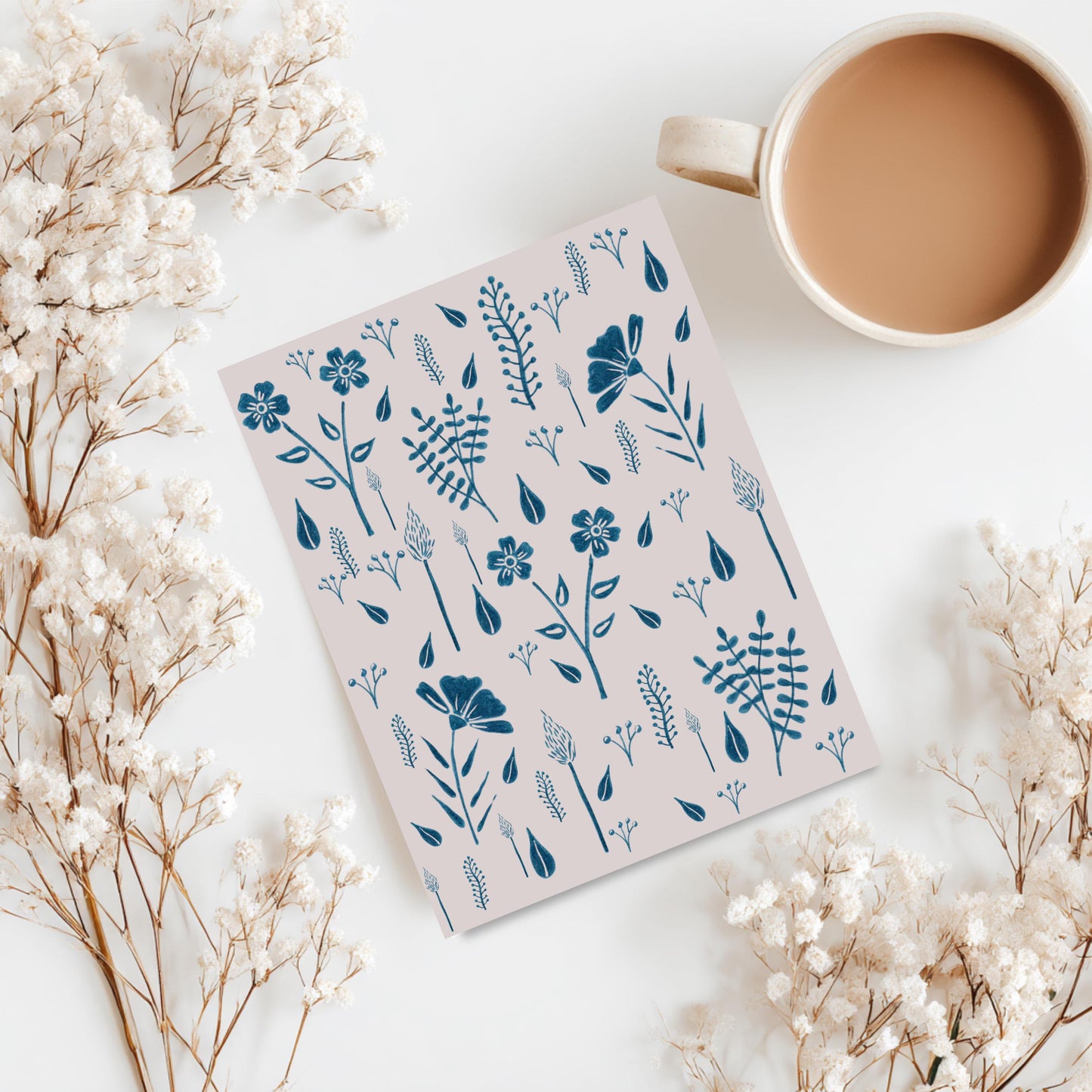 Blue Botanical Greeting Card