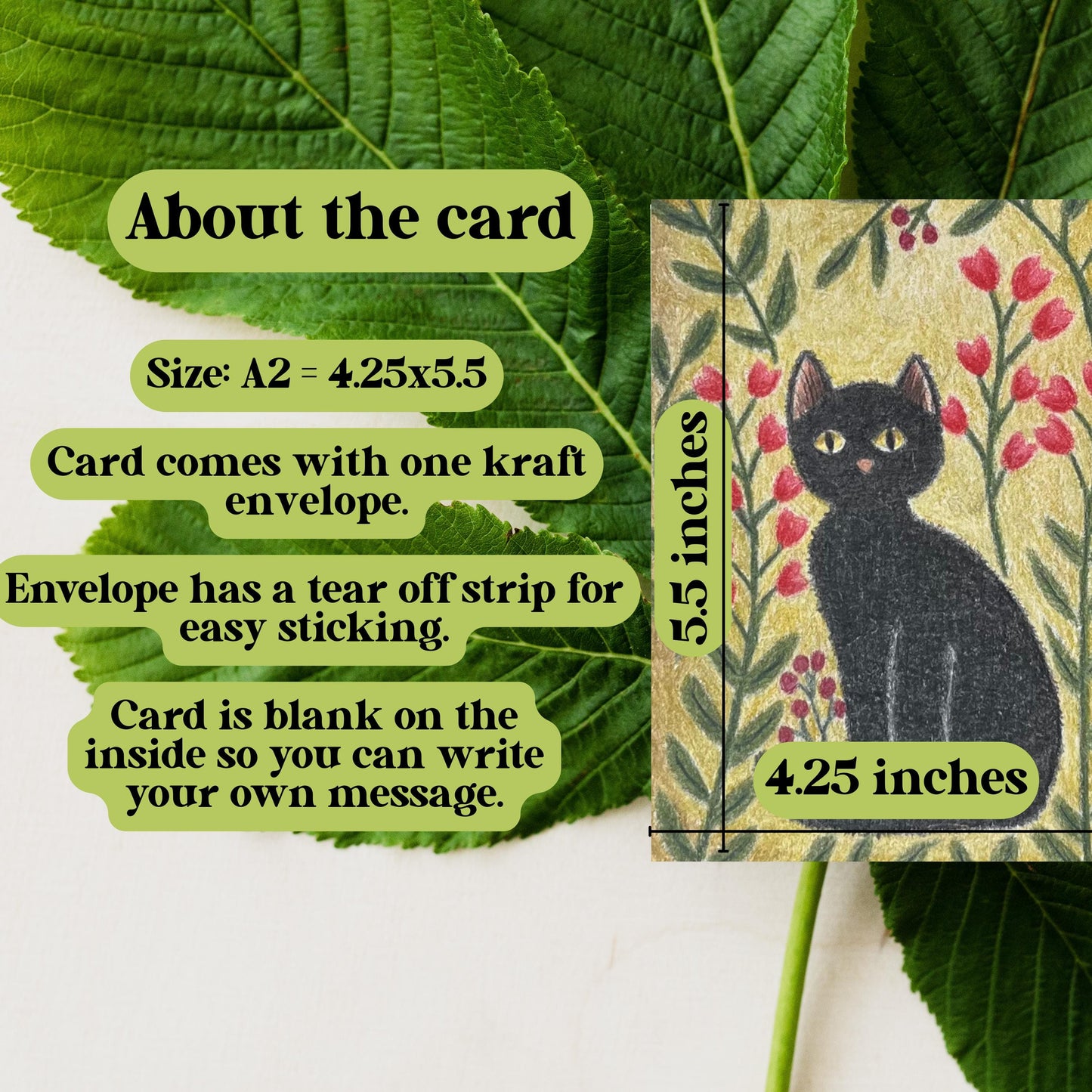 Hand Drawn Black Cat Greeting Card