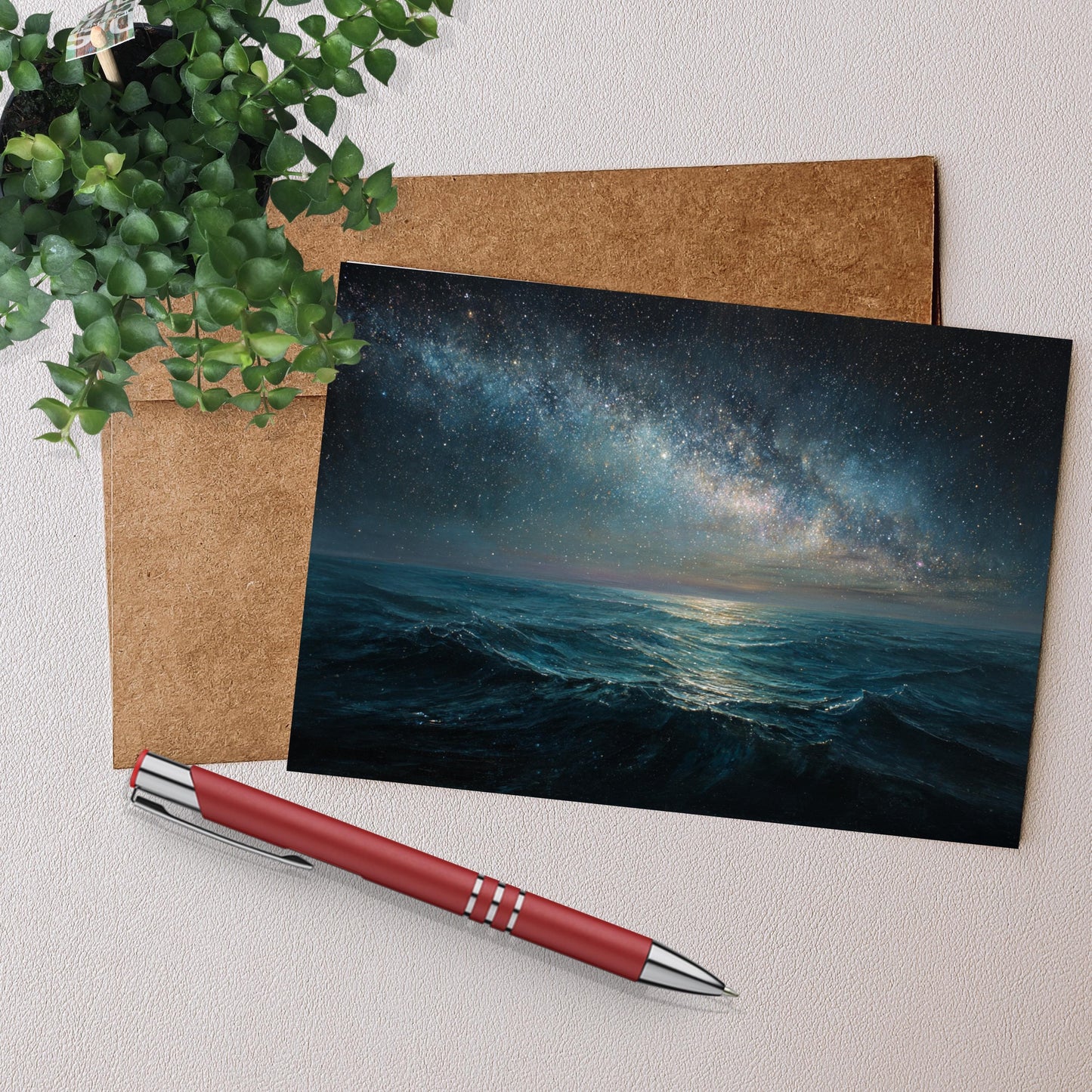 Starry Night Ocean Greeting Card