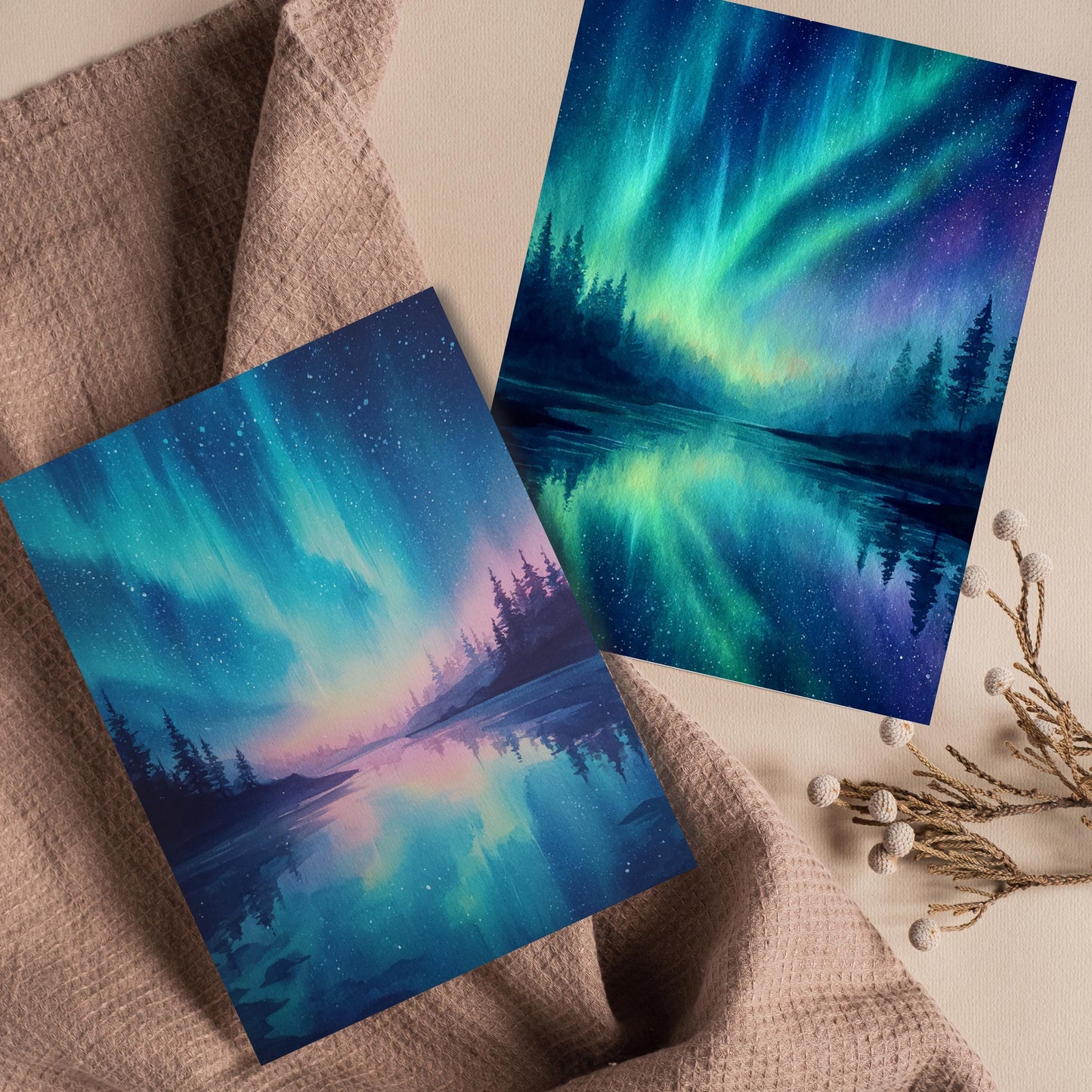 Aurora Borealis Watercolor Blank Card