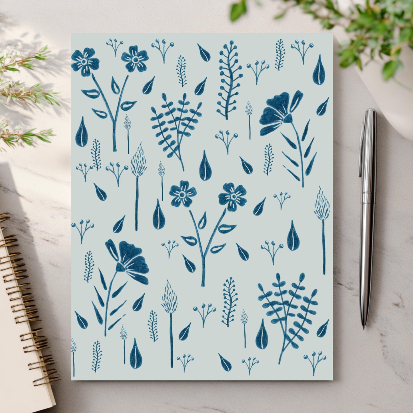 Blue Botanical Greeting Card