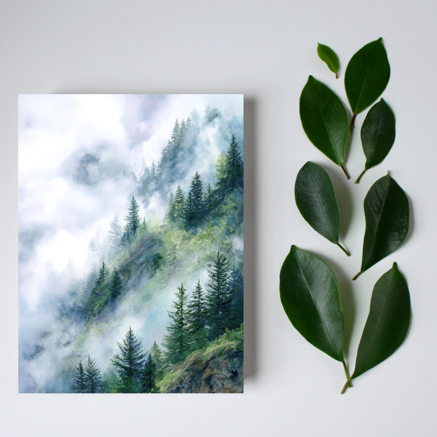 Misty Mountain Pine Tree Greeting Card