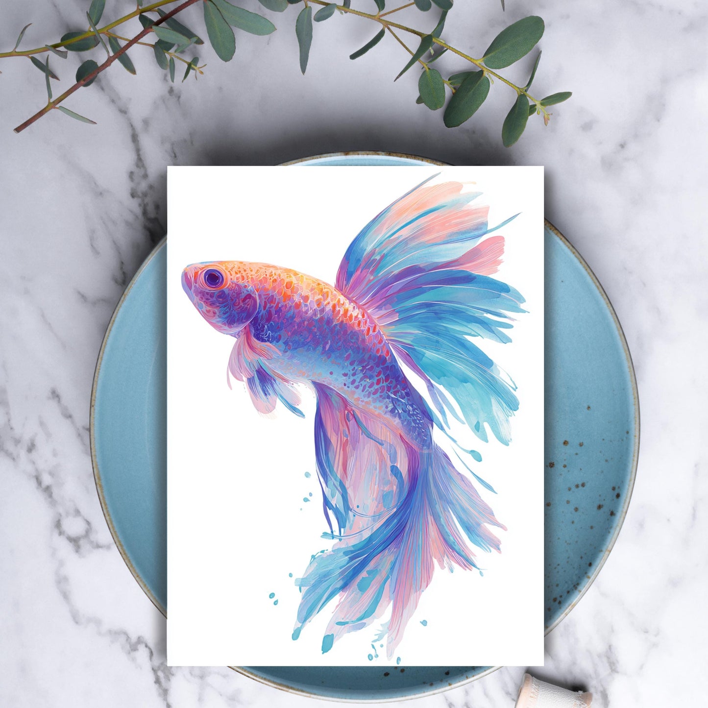 Watercolor Beta Fish Greeting Card