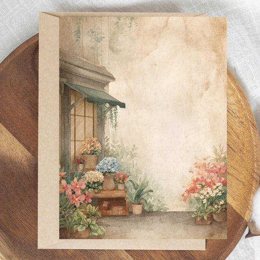 Vintage Flower Shop Greeting Card