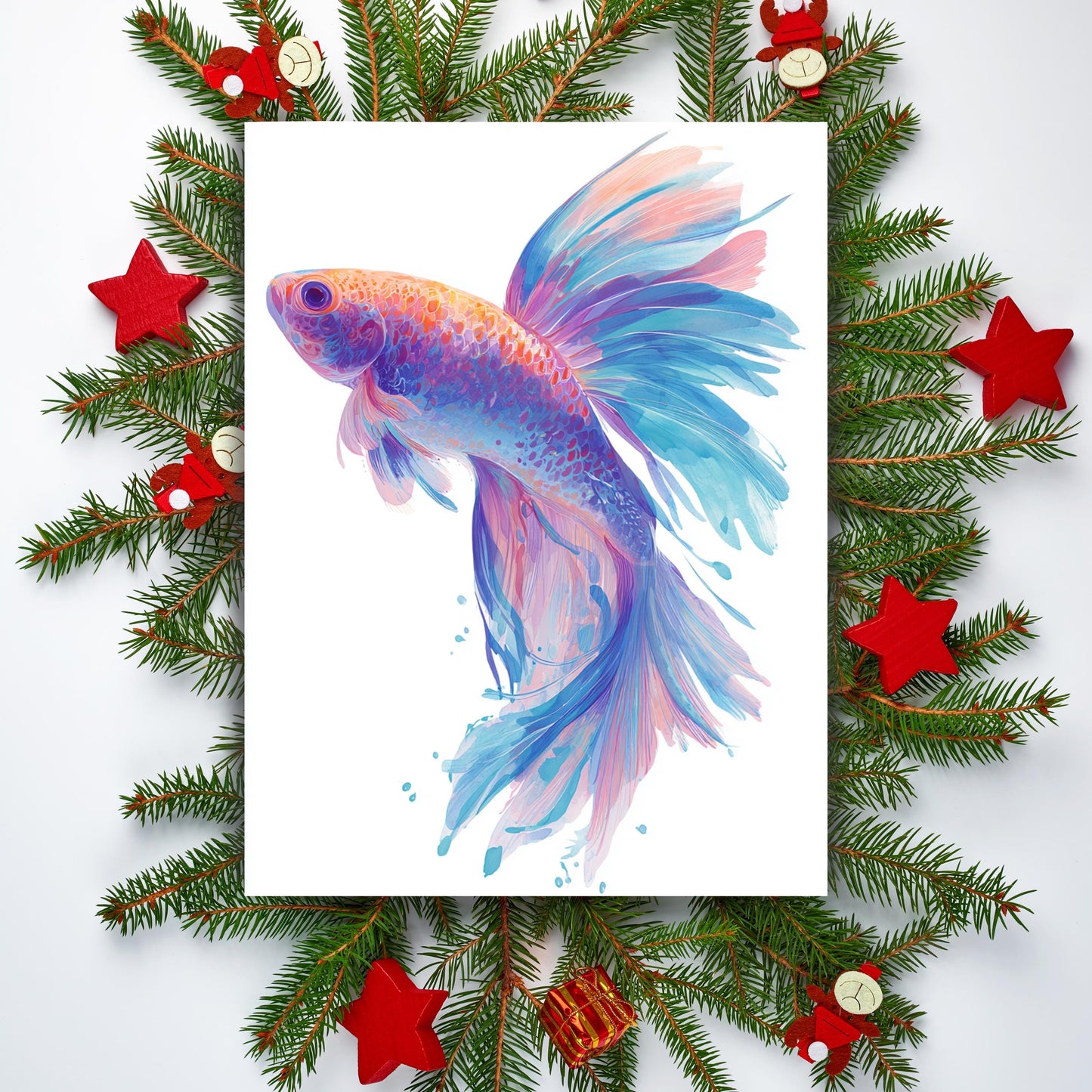 Watercolor Beta Fish Greeting Card