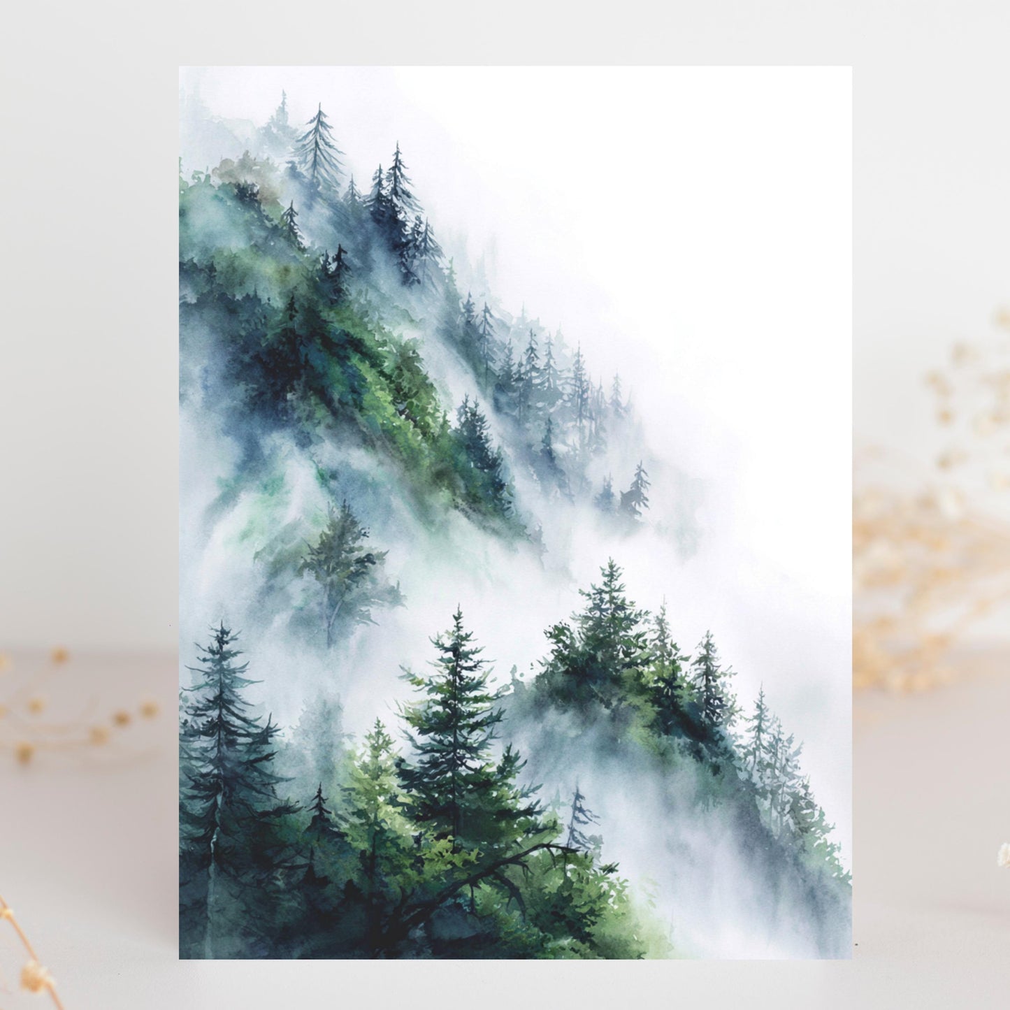 Misty Mountain Pine Tree Greeting Card
