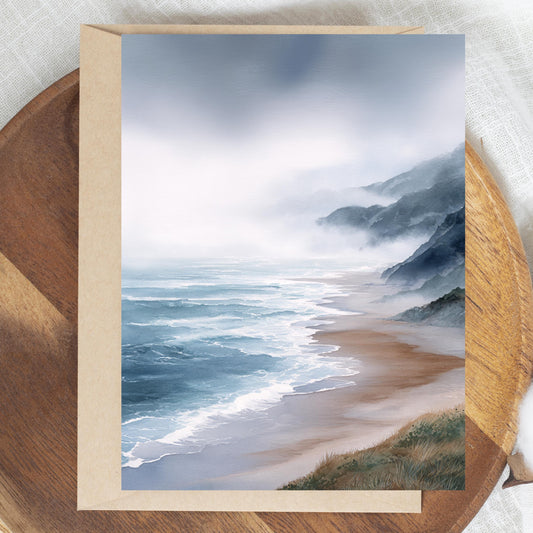 Moody Coastal Watercolor Greeting Card