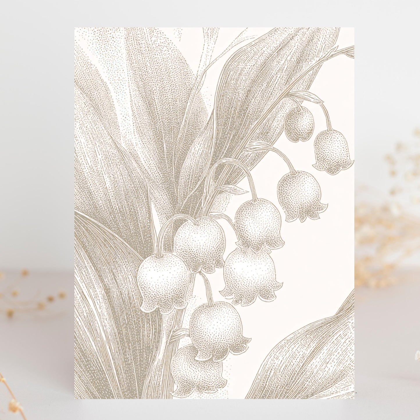 Lily of the Valley Linocut Greeting Card: Floral Art Note Card