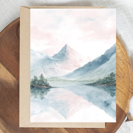 Pastel Watercolor Mountain Greeting Card