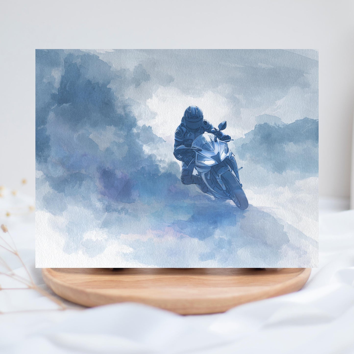 Motorcycle Rider Watercolor Design