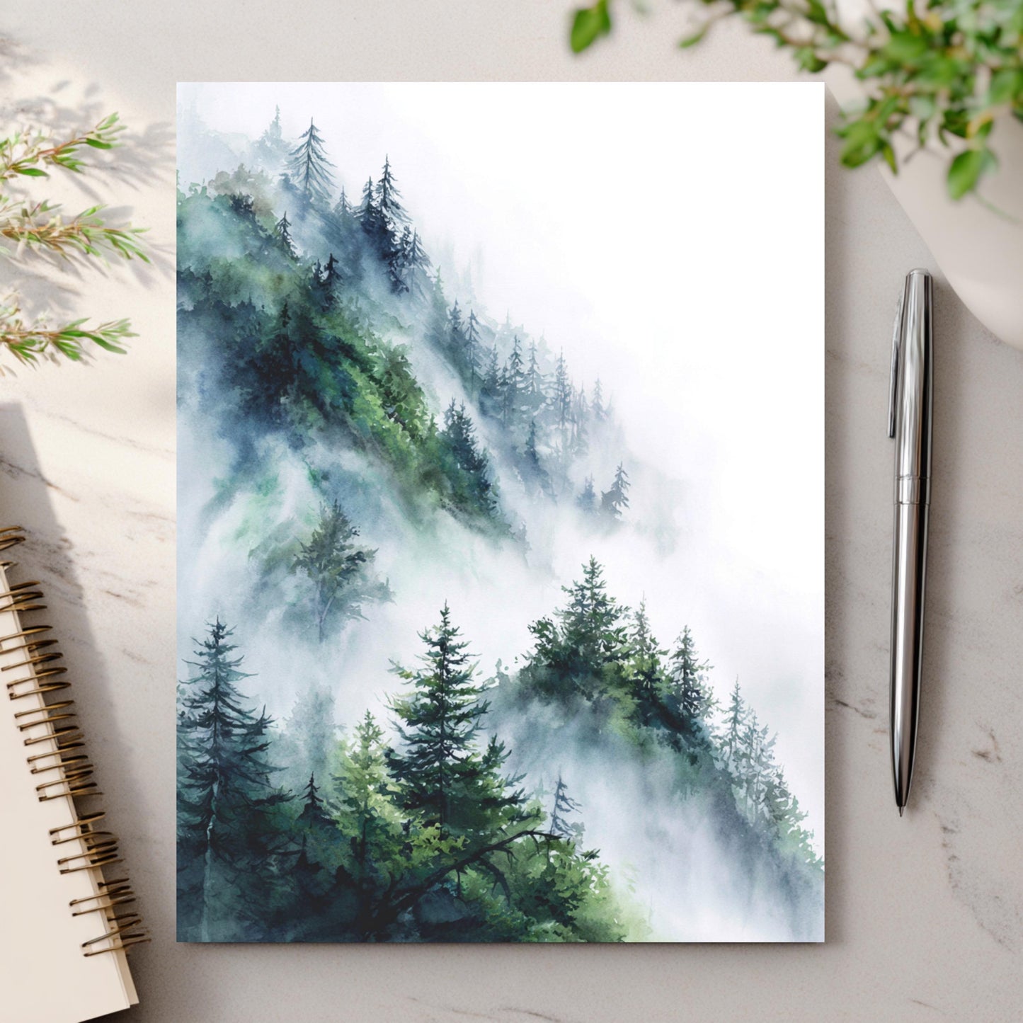 Misty Mountain Pine Tree Greeting Card