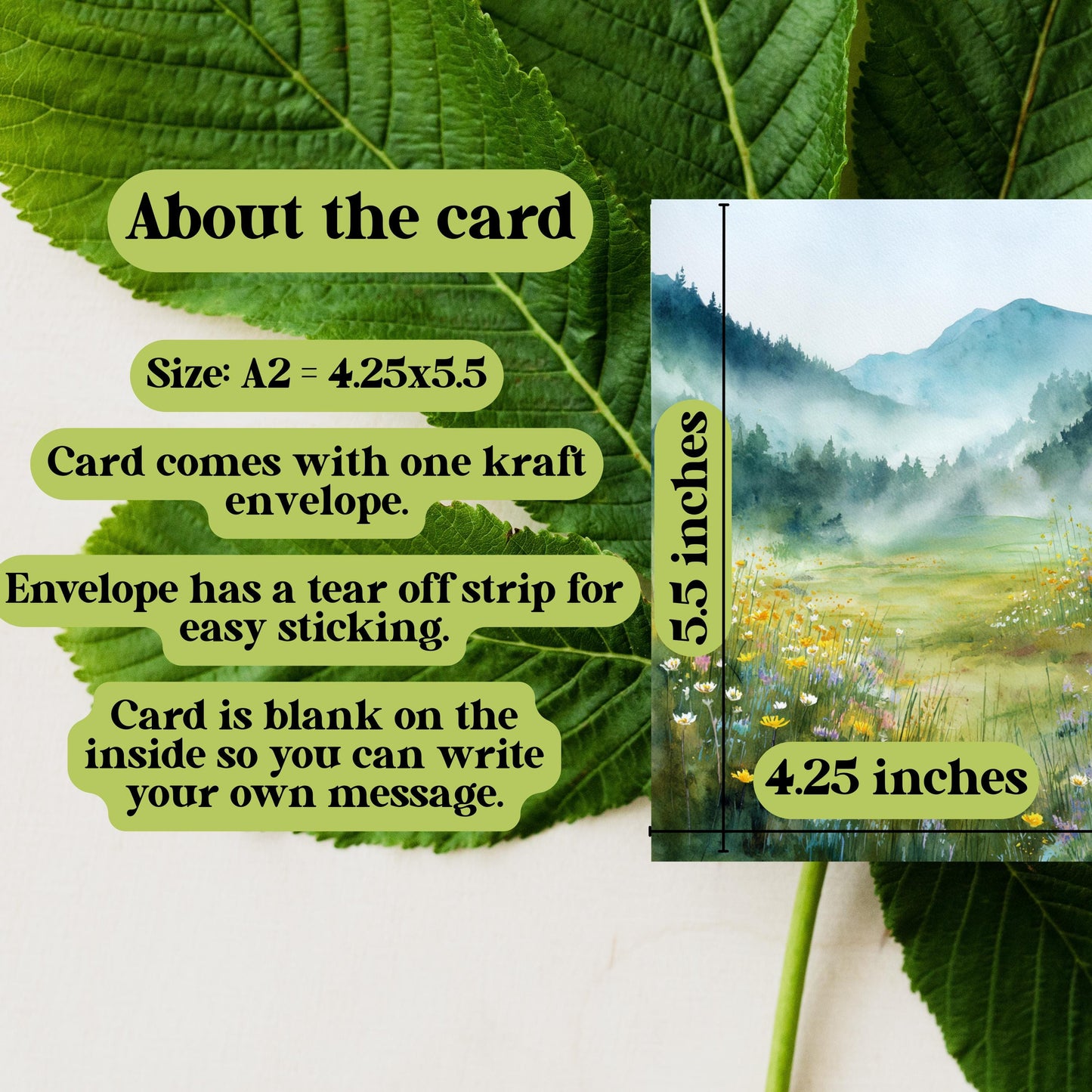 Watercolor Mountain Meadow Greeting Card