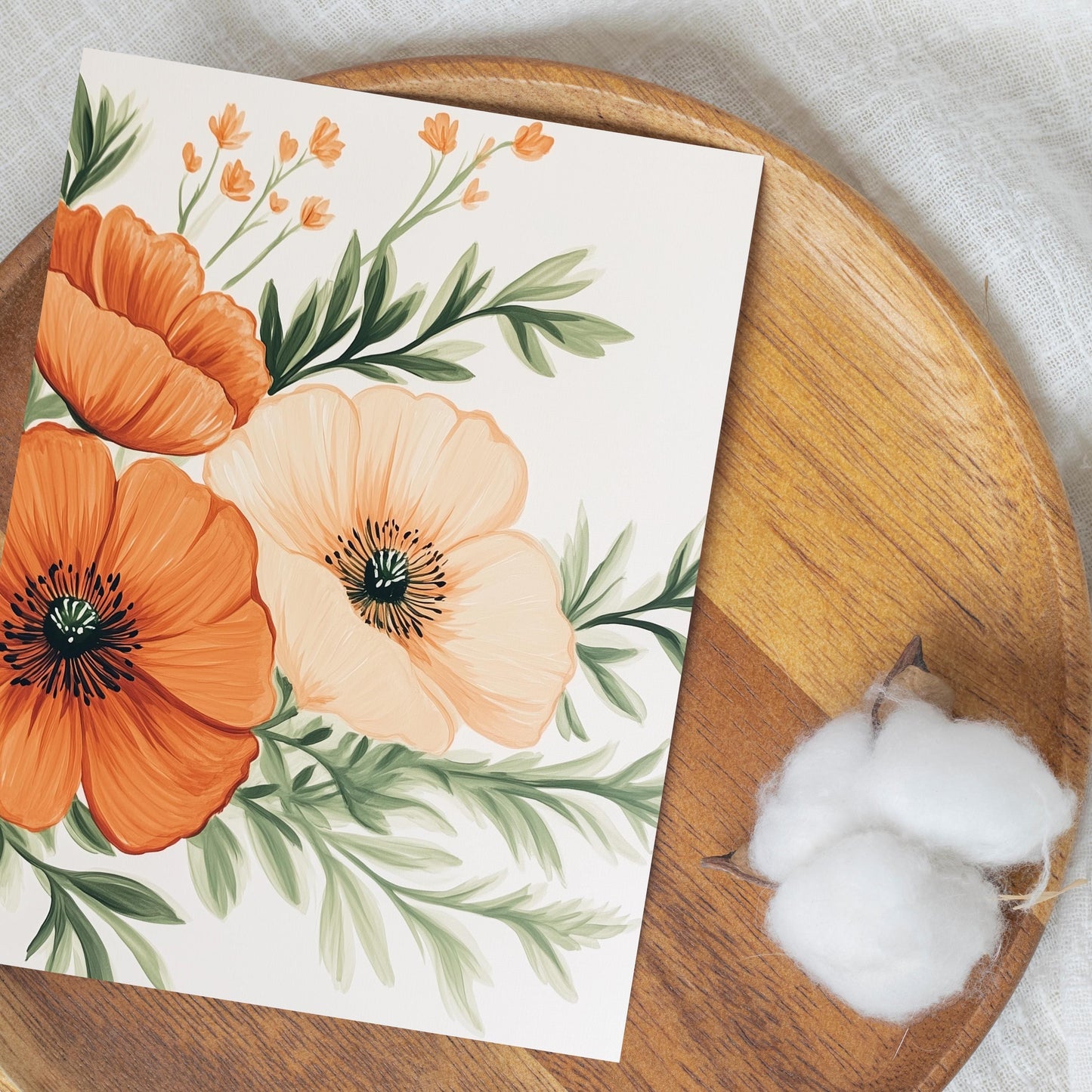 Boho Orange Poppy Greeting Card