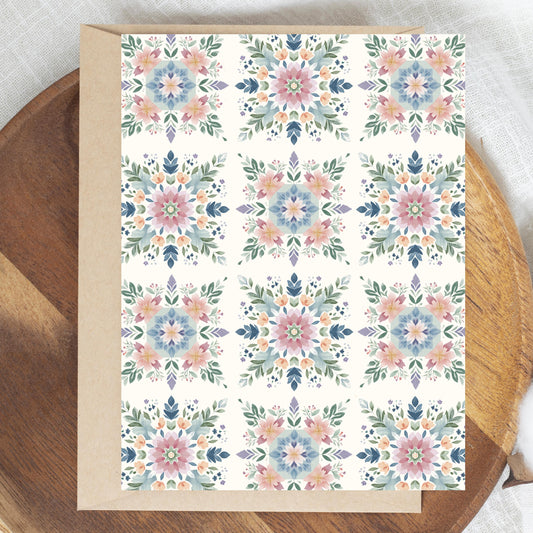 Watercolor Quilt Block Greeting Card