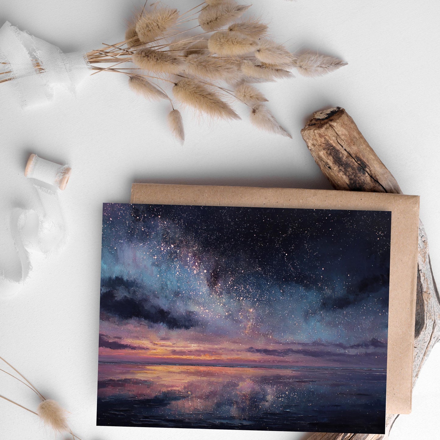 Starry Sunset Ocean Greeting Card
