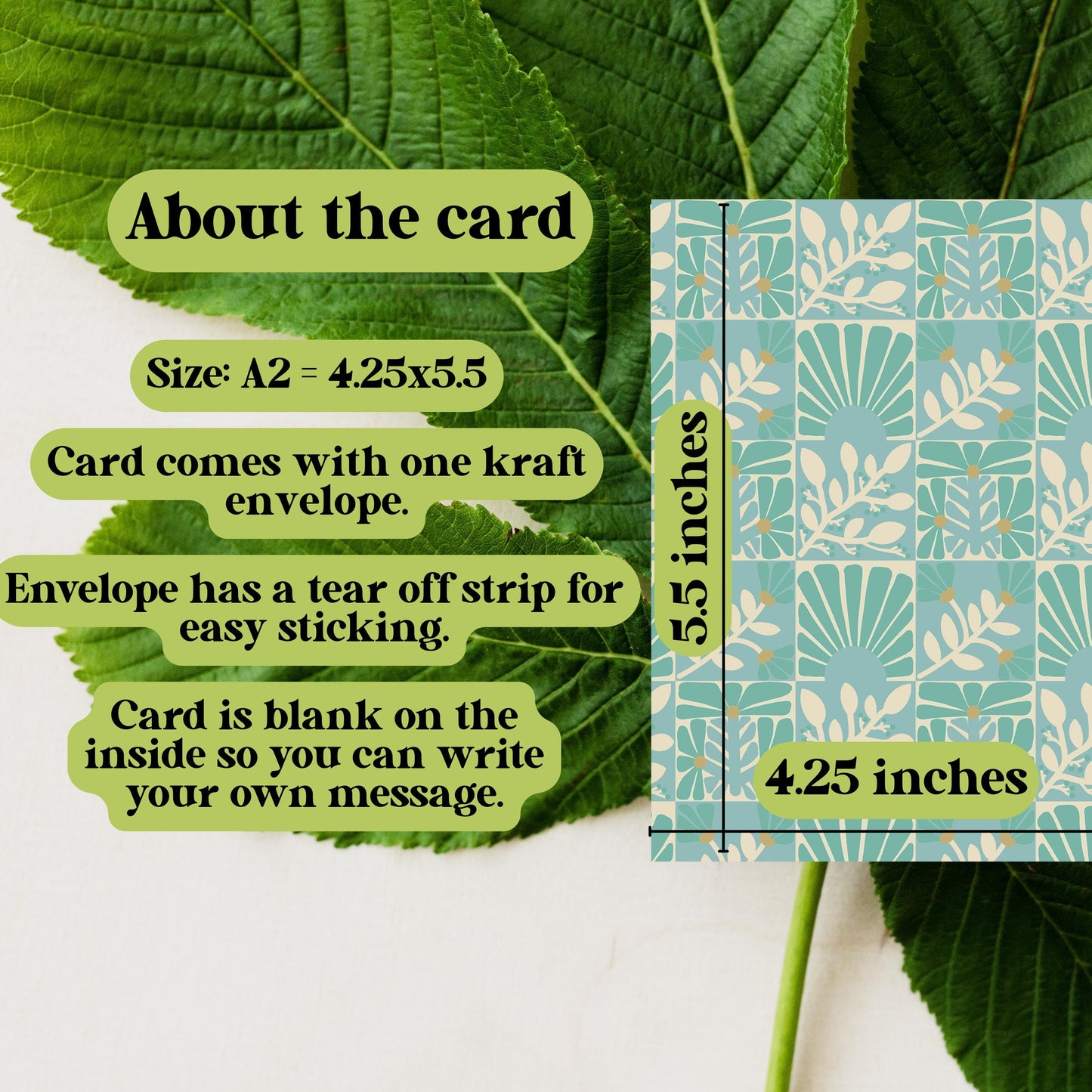 Teal Floral Geometric Greeting Card